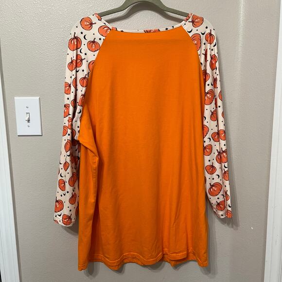 Iltex Women’s Novelty Top Sz XXXL Pumpkin Orange 3/4 Sleeve Stretch Autumn - Picture 2 of 6